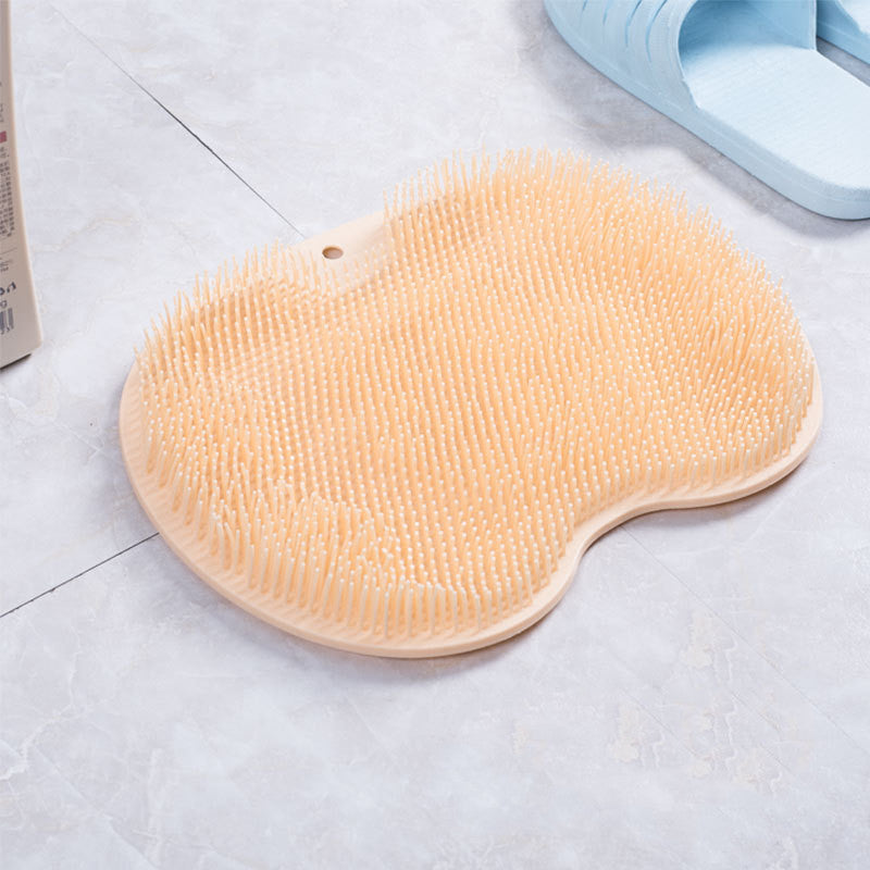 Non-Slip Silicone Bath Brush & Mat β Foot Rub Pad for Back Massage & Body Cleaning
