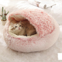 2-in-1 Round Plush Pet Bed β Warm, Soft Winter Bed for Dogs & Cats