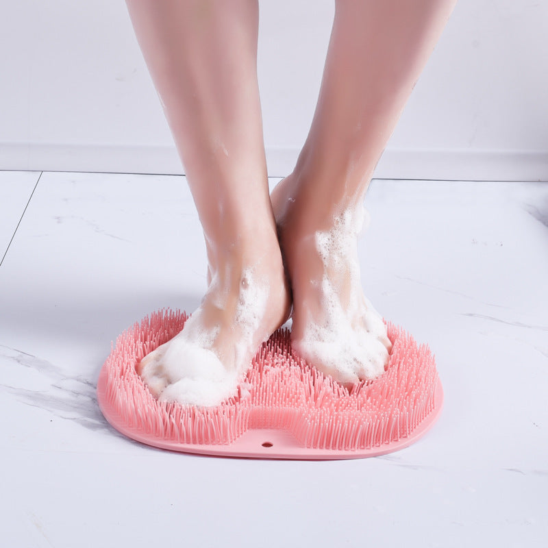 Non-Slip Silicone Bath Brush & Mat β Foot Rub Pad for Back Massage & Body Cleaning