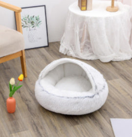 2-in-1 Round Plush Pet Bed β Warm, Soft Winter Bed for Dogs & Cats