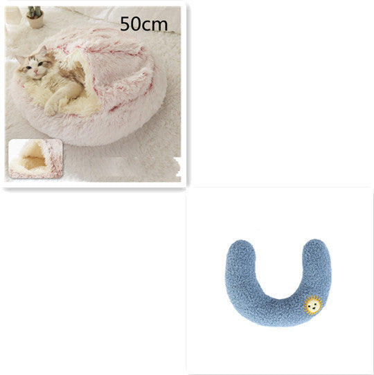 2-in-1 Round Plush Pet Bed β Warm, Soft Winter Bed for Dogs & Cats