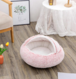 2-in-1 Round Plush Pet Bed β Warm, Soft Winter Bed for Dogs & Cats
