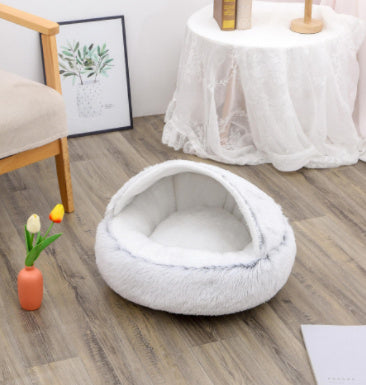 2-in-1 Round Plush Pet Bed β Warm, Soft Winter Bed for Dogs & Cats