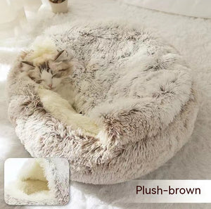 2-in-1 Round Plush Pet Bed β Warm, Soft Winter Bed for Dogs & Cats