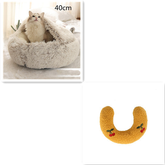 2-in-1 Round Plush Pet Bed – Warm, Soft Winter Bed for Dogs & Cats