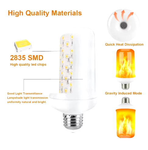 LED Flame Light Bulb with Gravity Sensing Effect – Realistic Flickering Flame